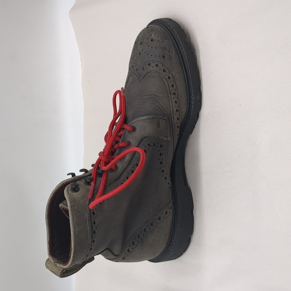 Allen Edmonds Long Branch Wingtip Leather Boots Red Laces Size 8.5 Gray - Picture 6 of 10